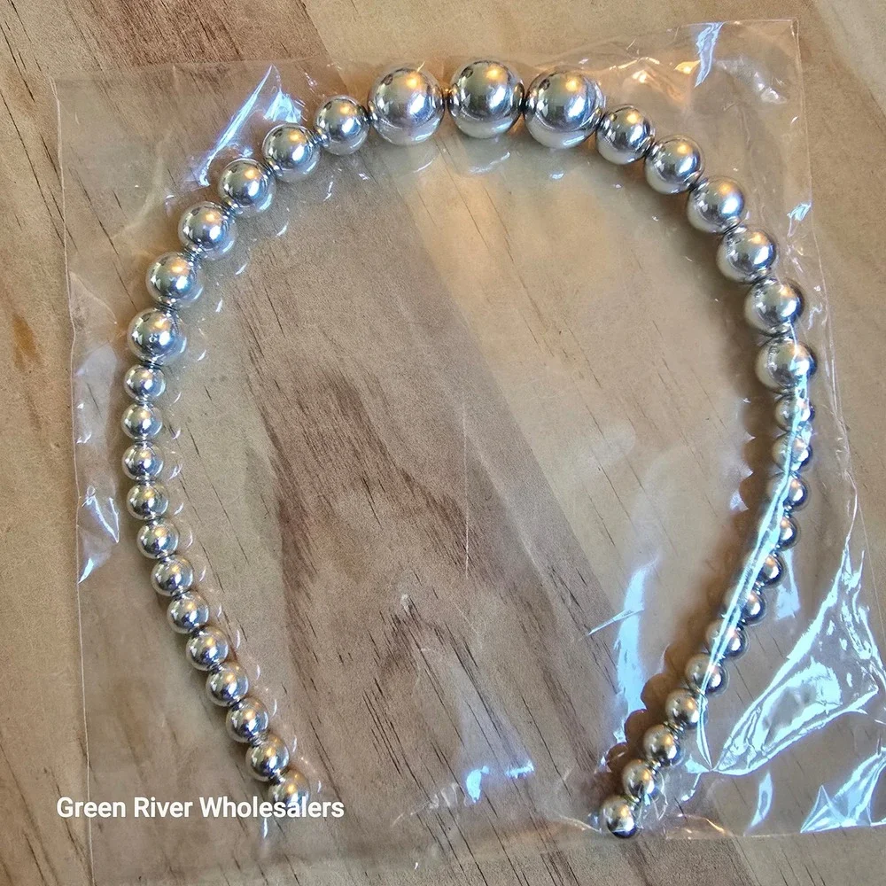 LXLM Silver Ball Headband Graduated Bead Polished Chrome Hair Accessory